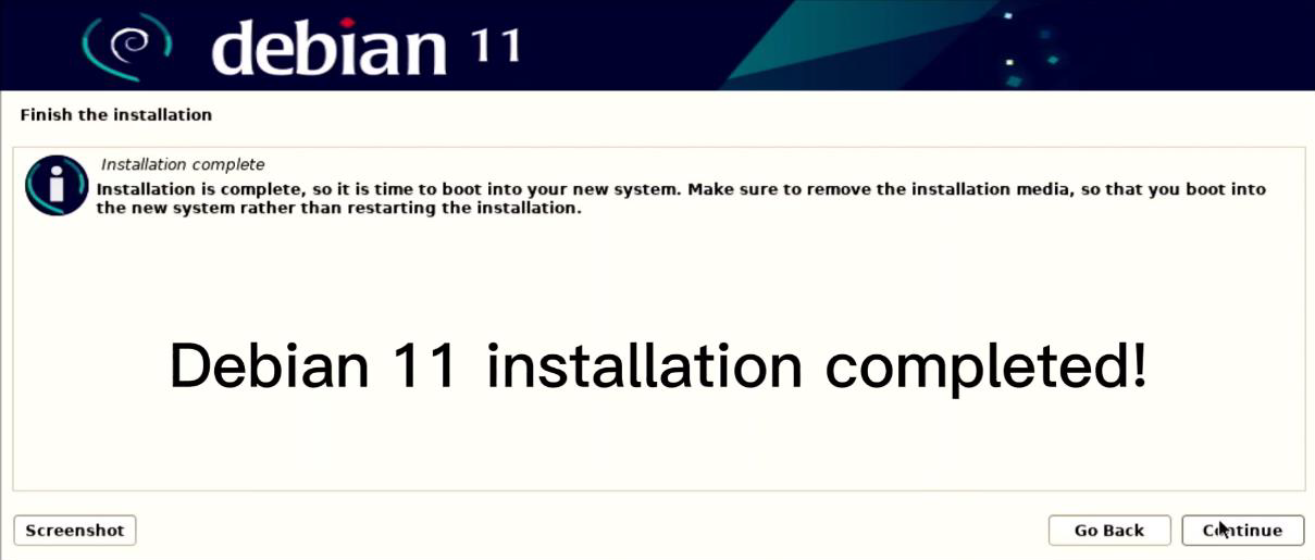 Debian 11 installation completed