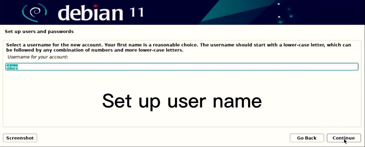 Set up user name